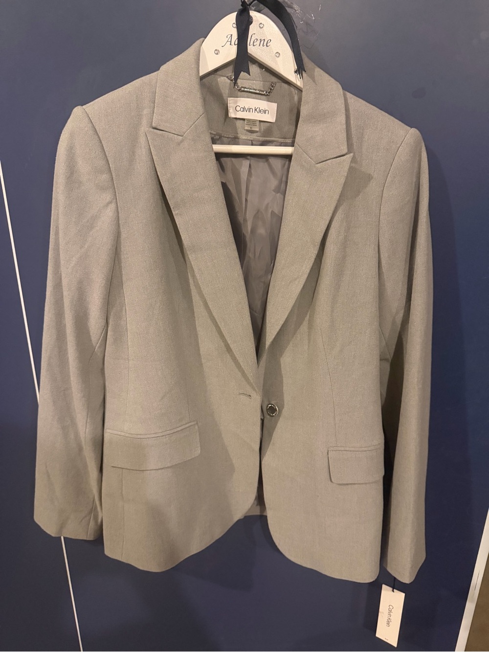 NWT Calvin Klein Women’s Gray Tailored One Button Blazer Size 10